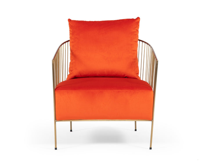 Loveland - Glam Orange Velvet Accent Chair