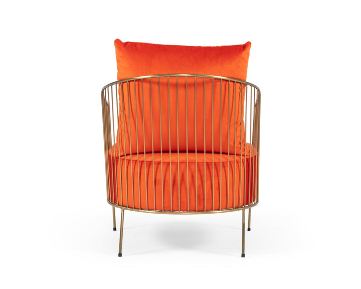 Loveland - Glam Orange Velvet Accent Chair