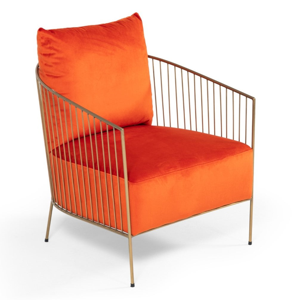 Loveland - Glam Orange Velvet Accent Chair