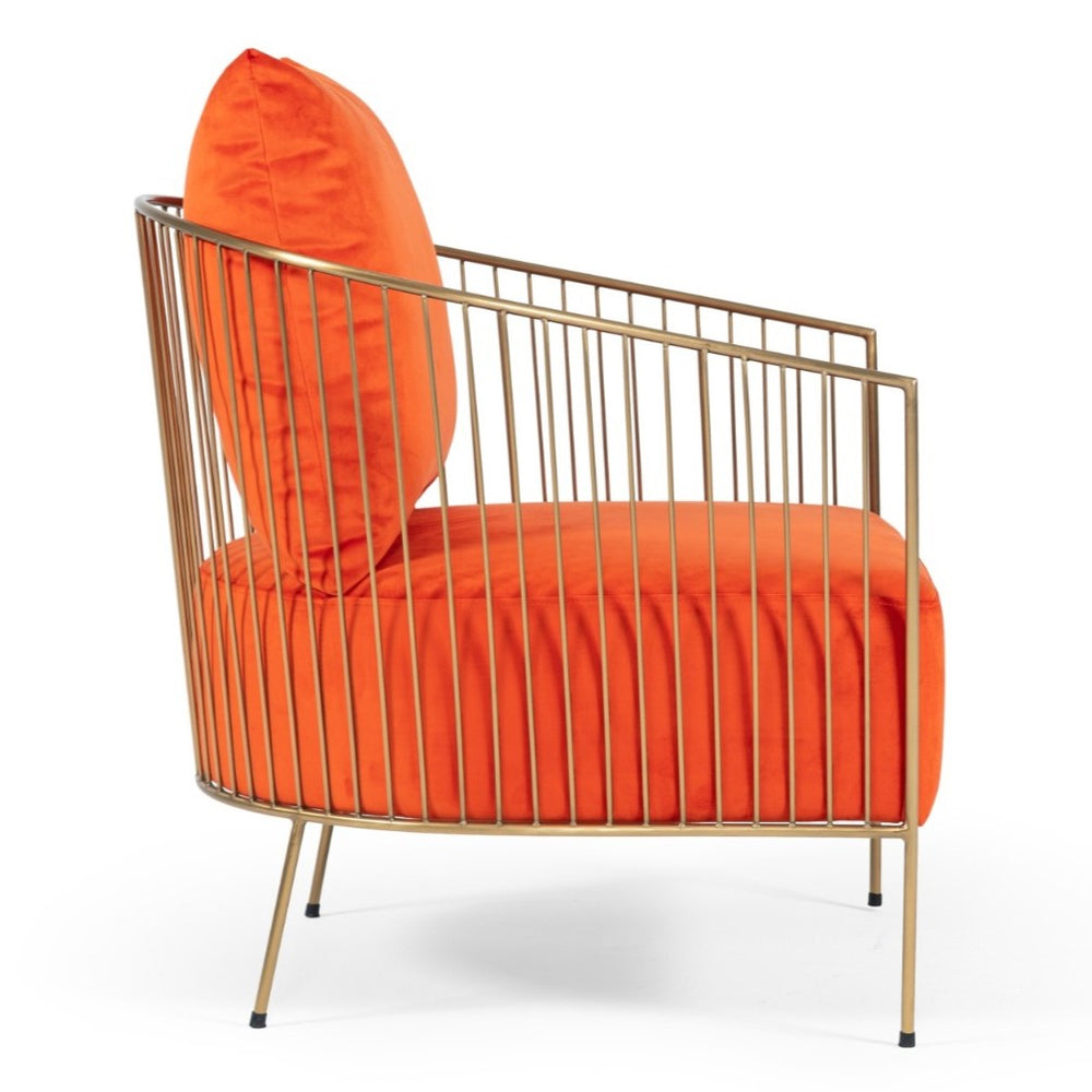 Loveland - Glam Orange Velvet Accent Chair - View 2