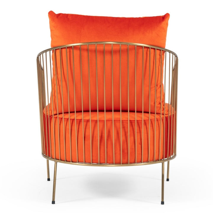 Loveland - Glam Orange Velvet Accent Chair