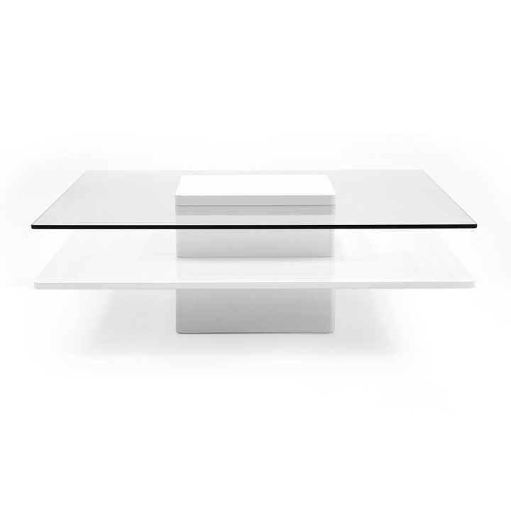 Clarion - Modern White &amp; Clear Glass Coffee Table
