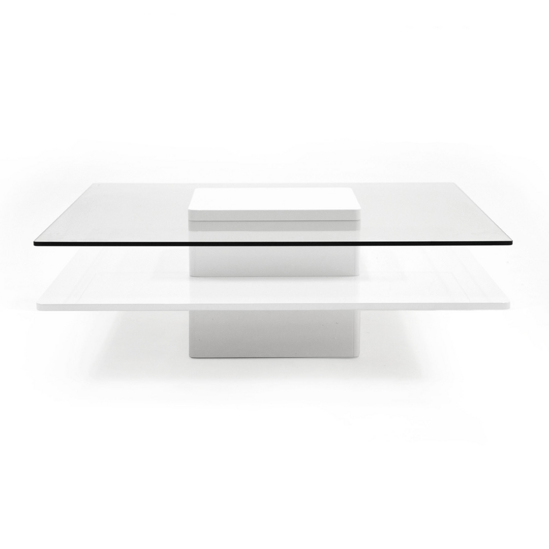 Clarion - Modern White & Clear Glass Coffee Table