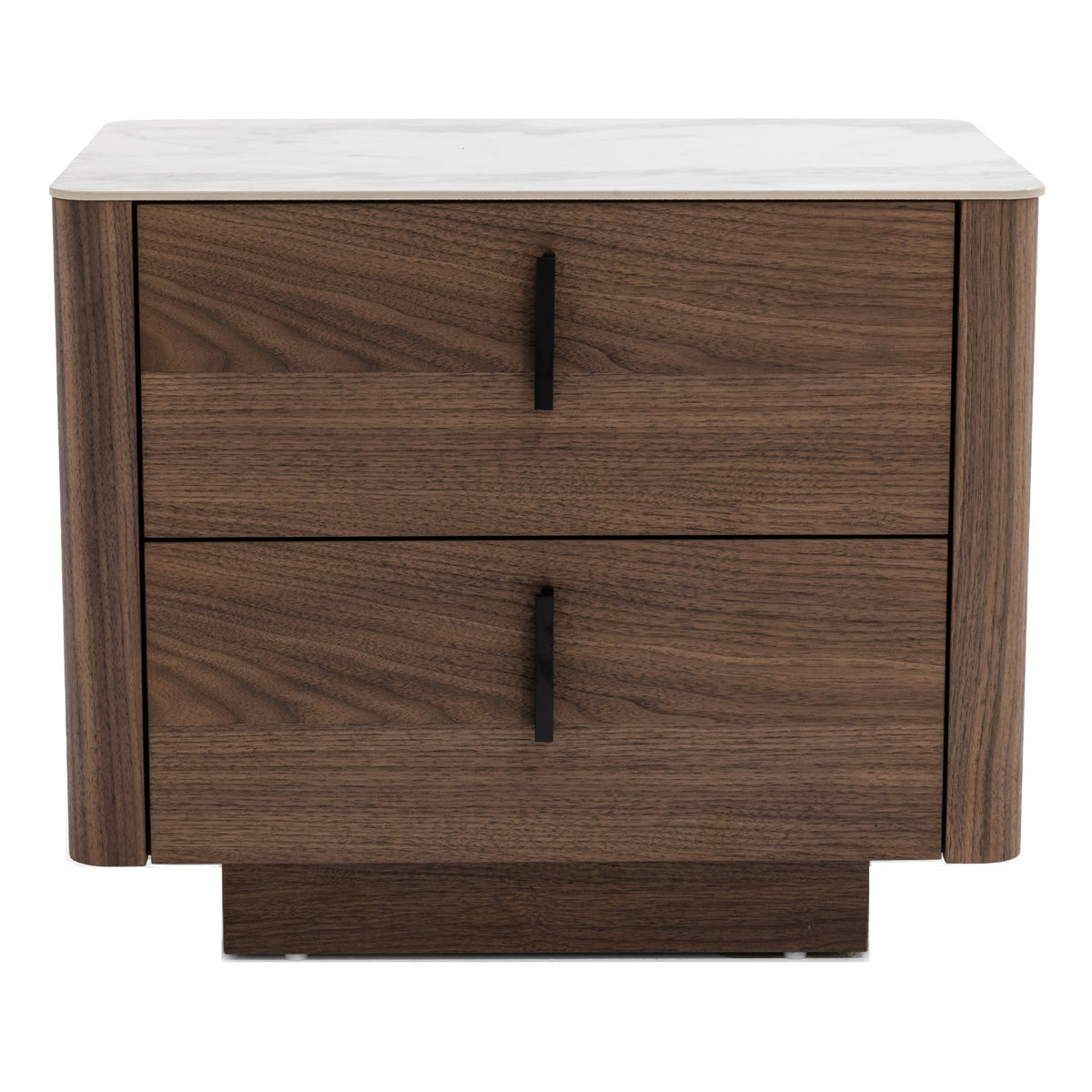 Chelton - Contemporary White Ceramic & Walnut Nightstand
