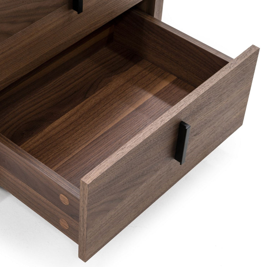 Chelton - Contemporary White Ceramic & Walnut Nightstand