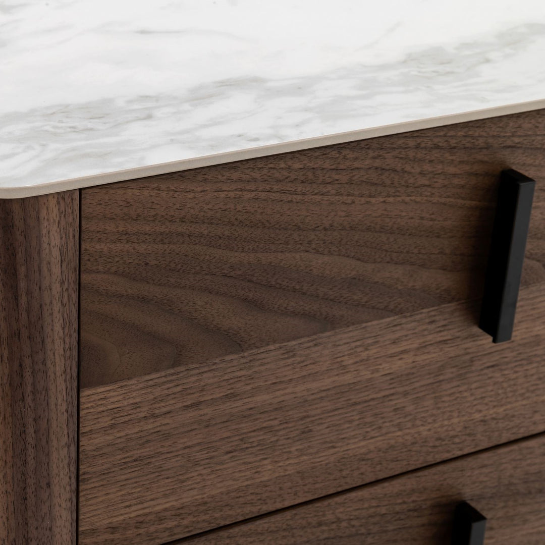 Chelton - Contemporary White Ceramic & Walnut Nightstand