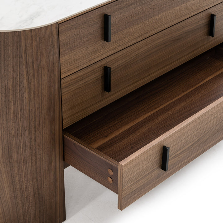 Chelton  Contemporary White Ceramic & Walnut Dresser