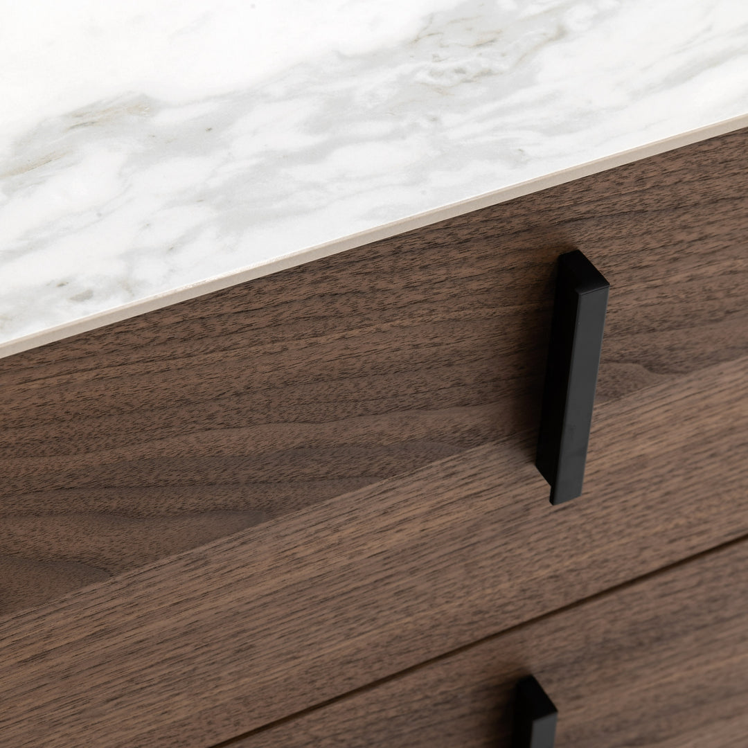 Chelton  Contemporary White Ceramic & Walnut Dresser