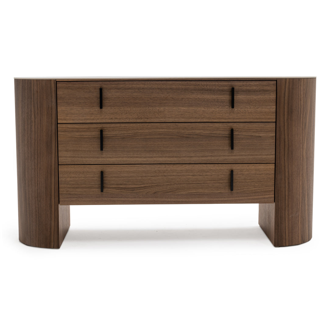 Chelton  Contemporary White Ceramic & Walnut Dresser