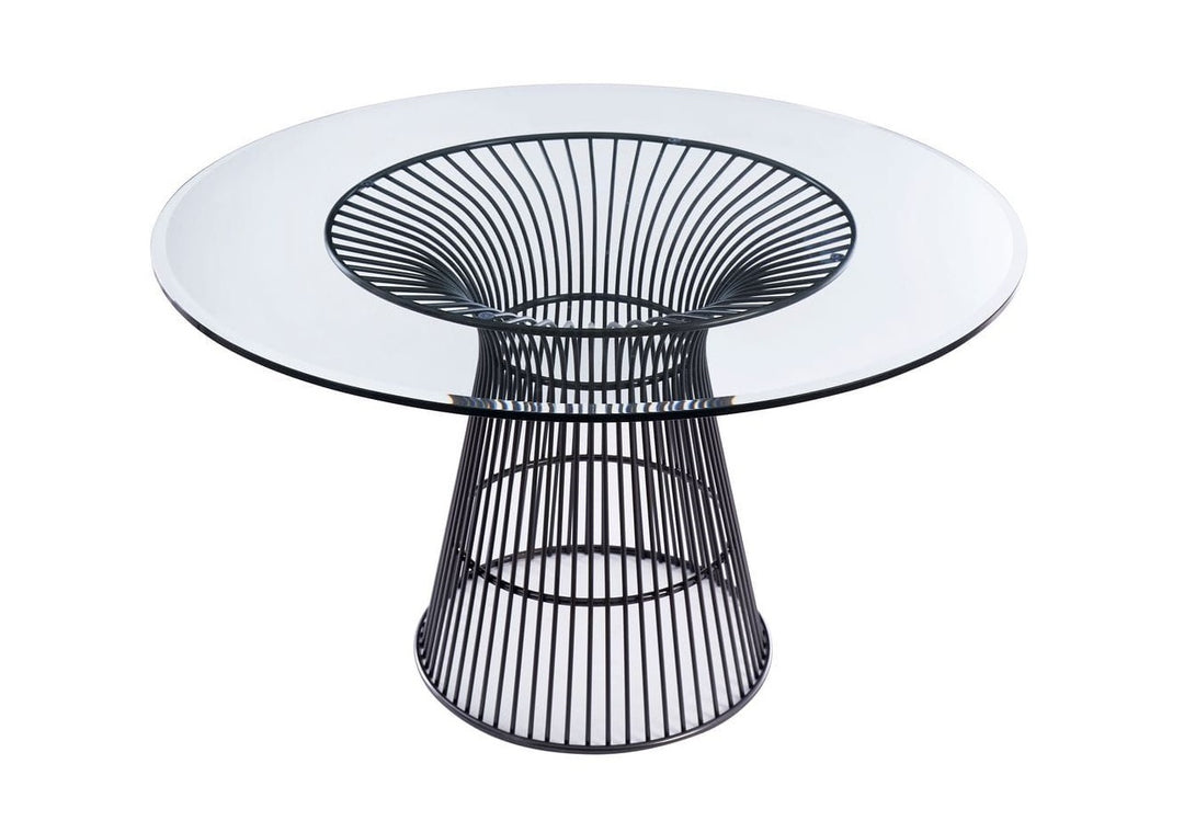 Chandler - Modern Round Glass & Black Stainless Steel Dining Table