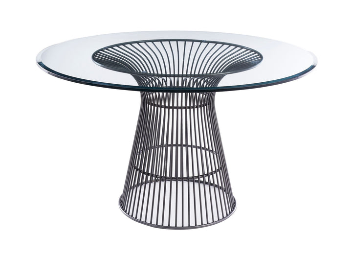 Chandler - Modern Round Glass &amp; Black Stainless Steel Dining Table