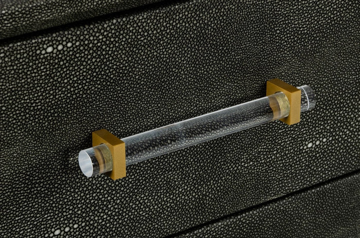 Howard - Modern Shagreen Grey Leatherette &amp; Gold Chest