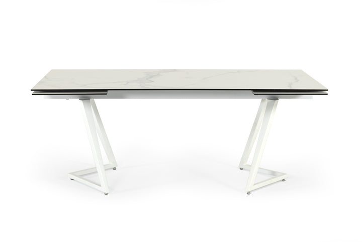 Farrell - Modern White Ceramic Extendable Dining Table