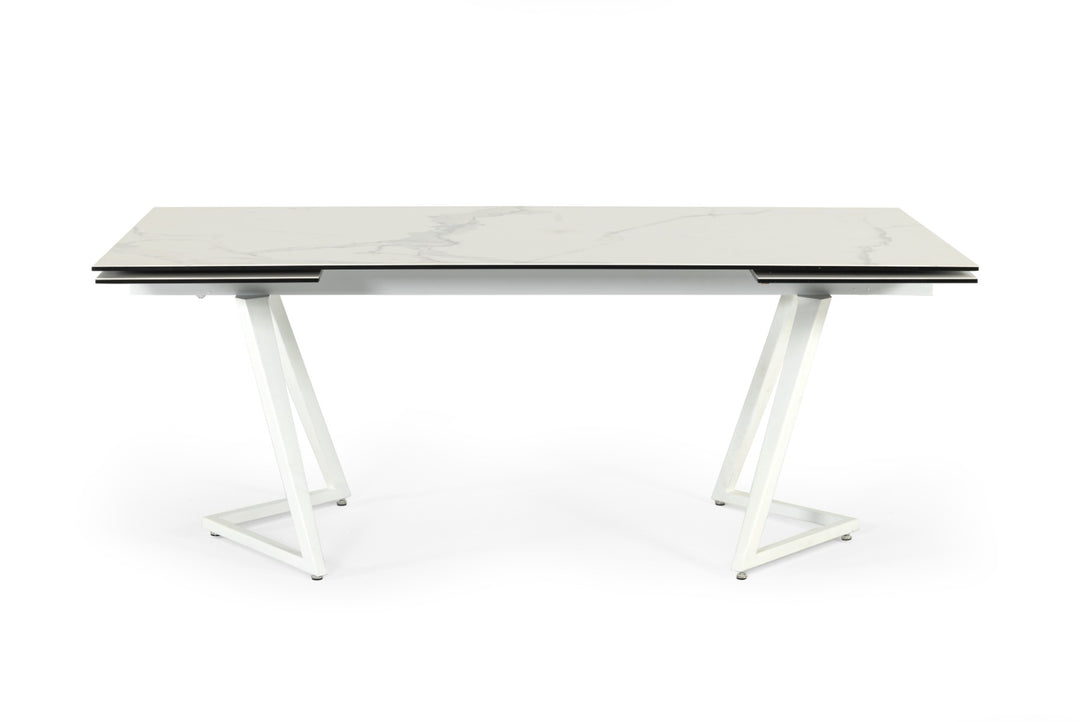 Farrell - Modern White Ceramic Extendable Dining Table