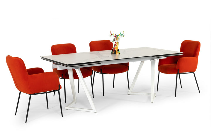 Farrell - Modern White Ceramic Extendable Dining Table