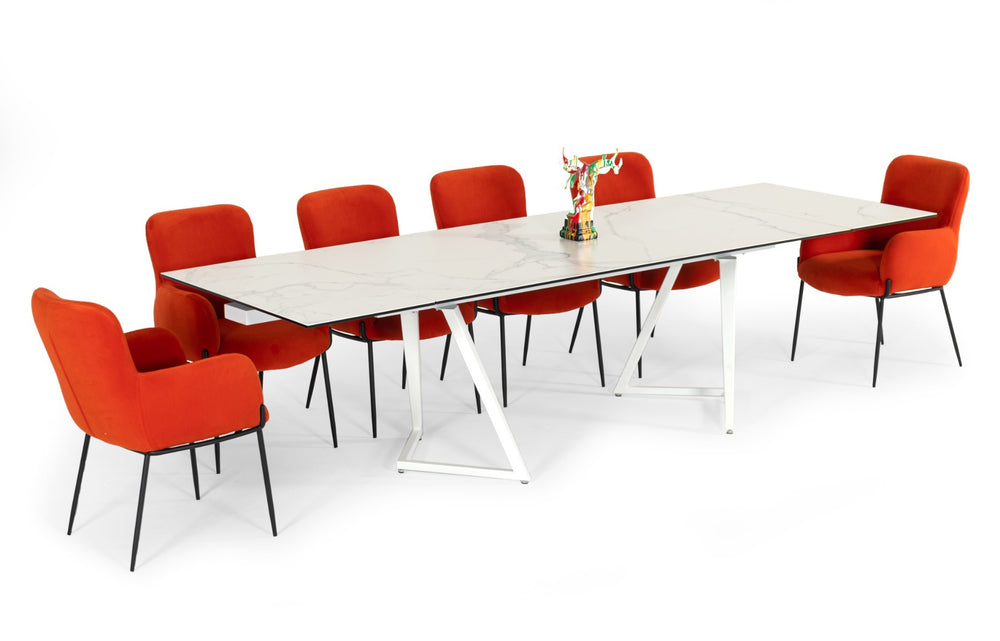 Farrell - Modern White Ceramic Extendable Dining Table - View 3