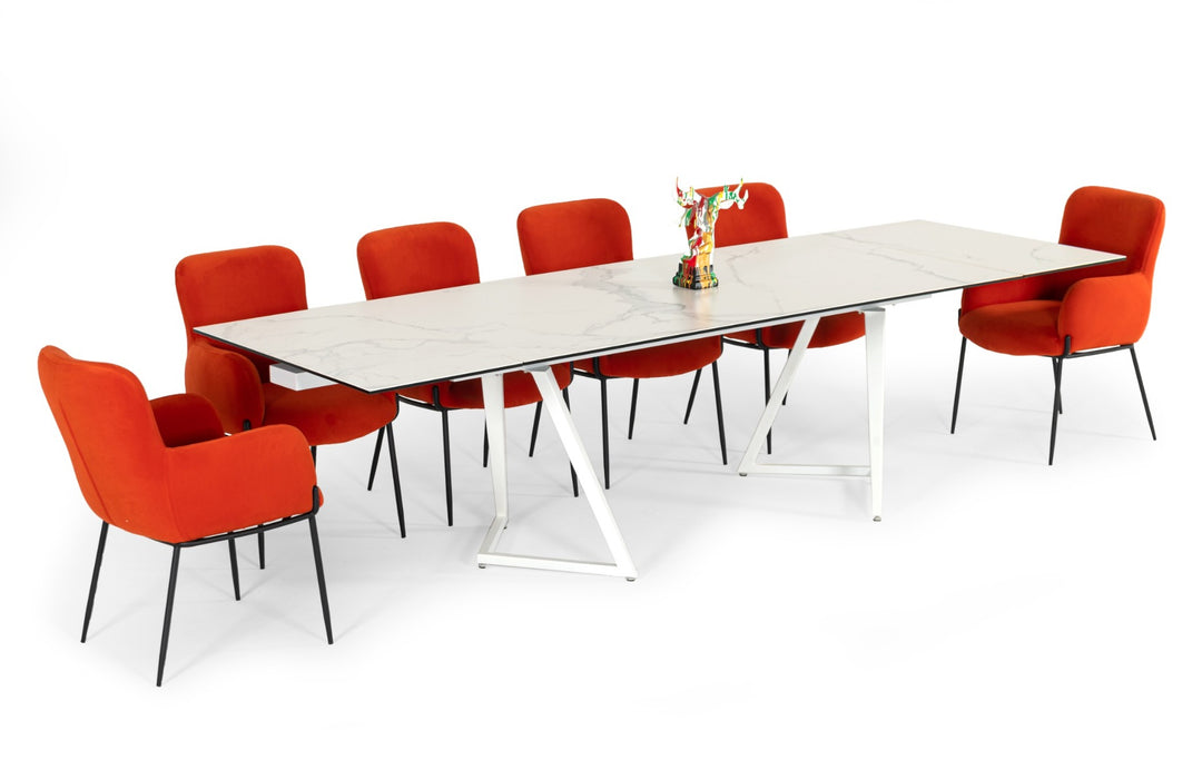 Farrell - Modern White Ceramic Extendable Dining Table