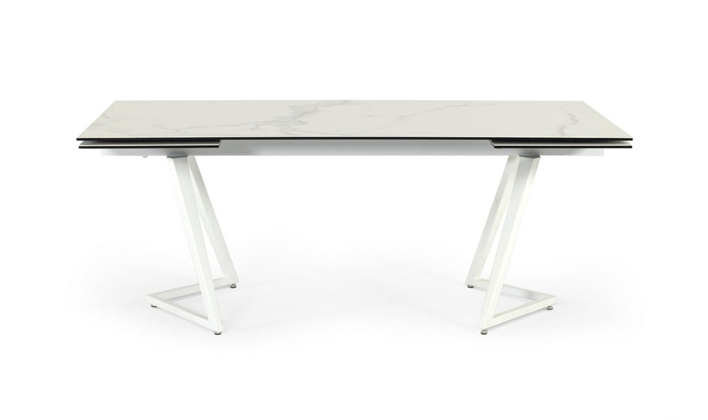 Farrell - Modern White Ceramic Extendable Dining Table - View 6