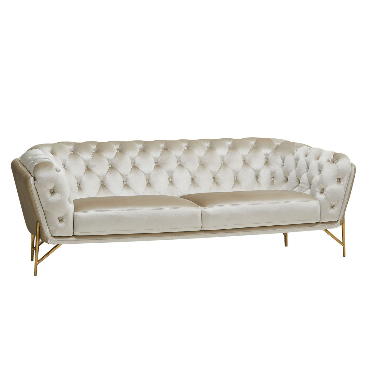 Stella - Transitional Beige Velvet Sofa Set