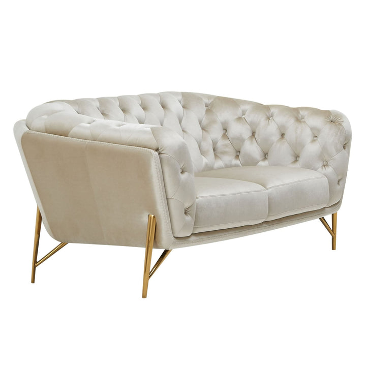 Stella - Transitional Beige Velvet Sofa Set