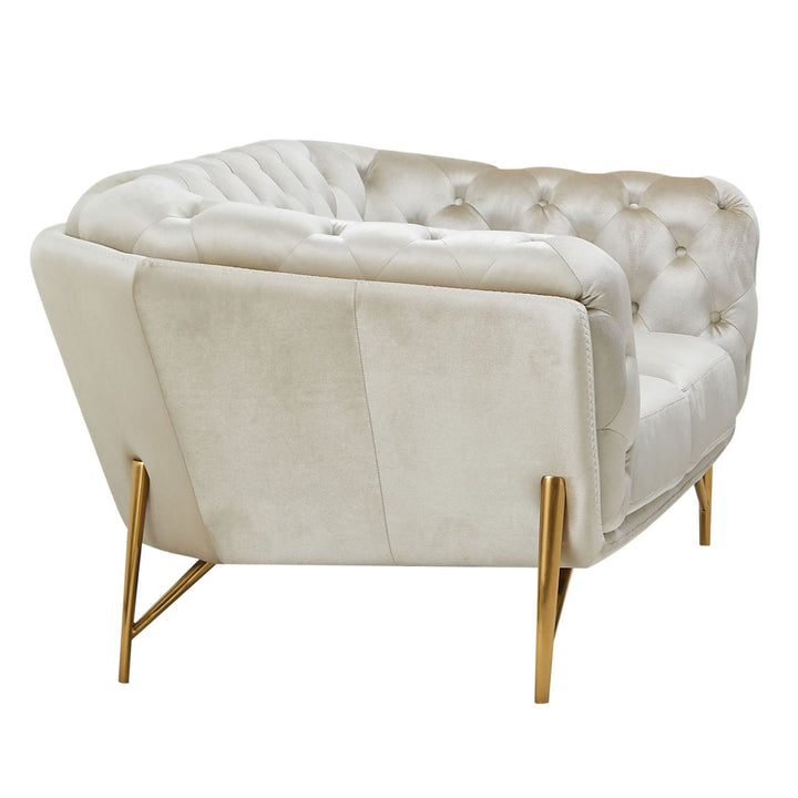 Stella - Transitional Beige Velvet Loveseat