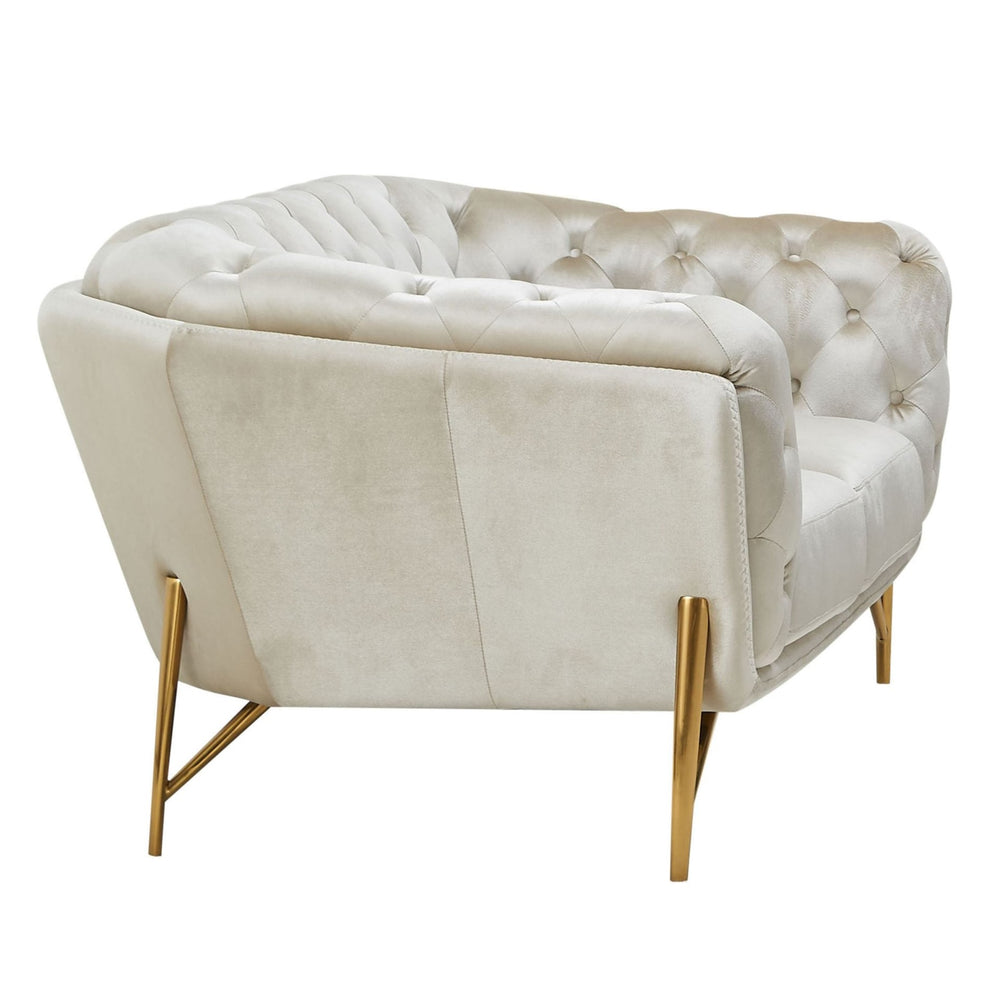 Stella - Transitional Beige Velvet Loveseat