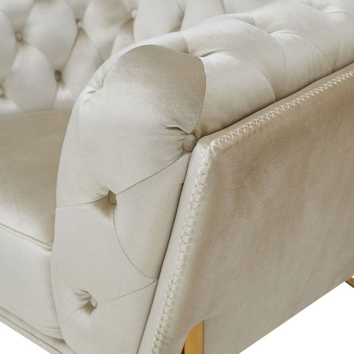 Stella - Transitional Beige Velvet Loveseat
