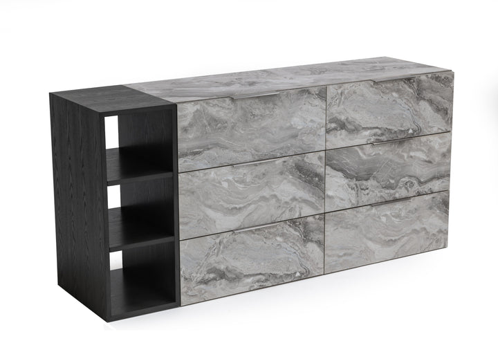 Maranello - Modern Grey Wash &amp; Faux Marble Dresser