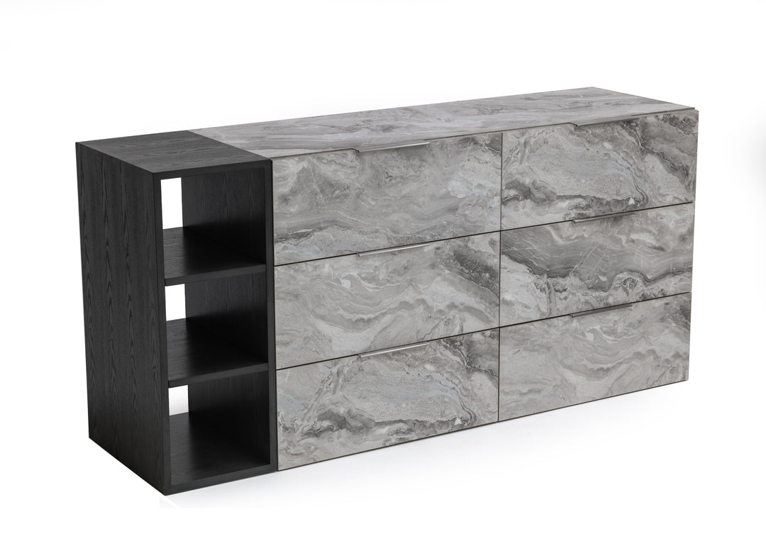 Maranello - Modern Grey Wash  and  Faux Marble Dresser