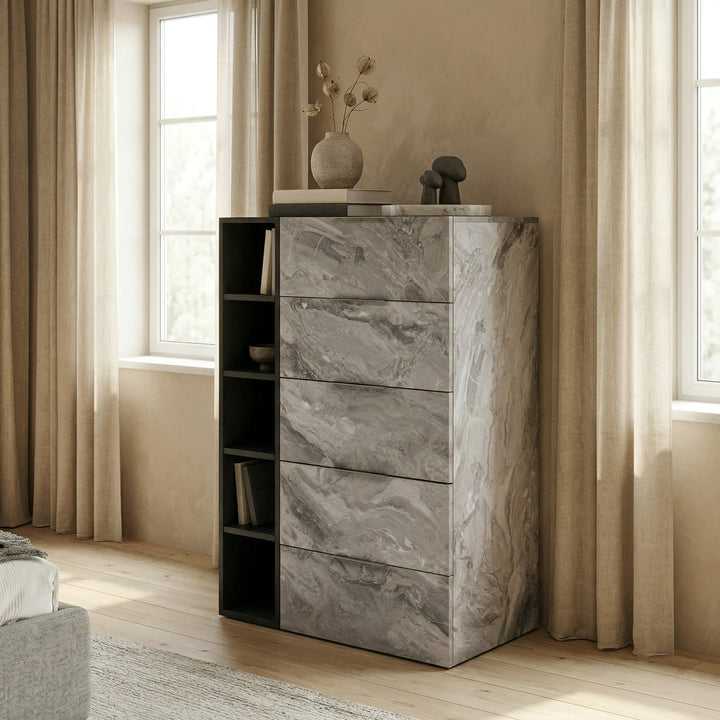 Maranello - Modern Grey Wash &amp; Faux Marble Chest