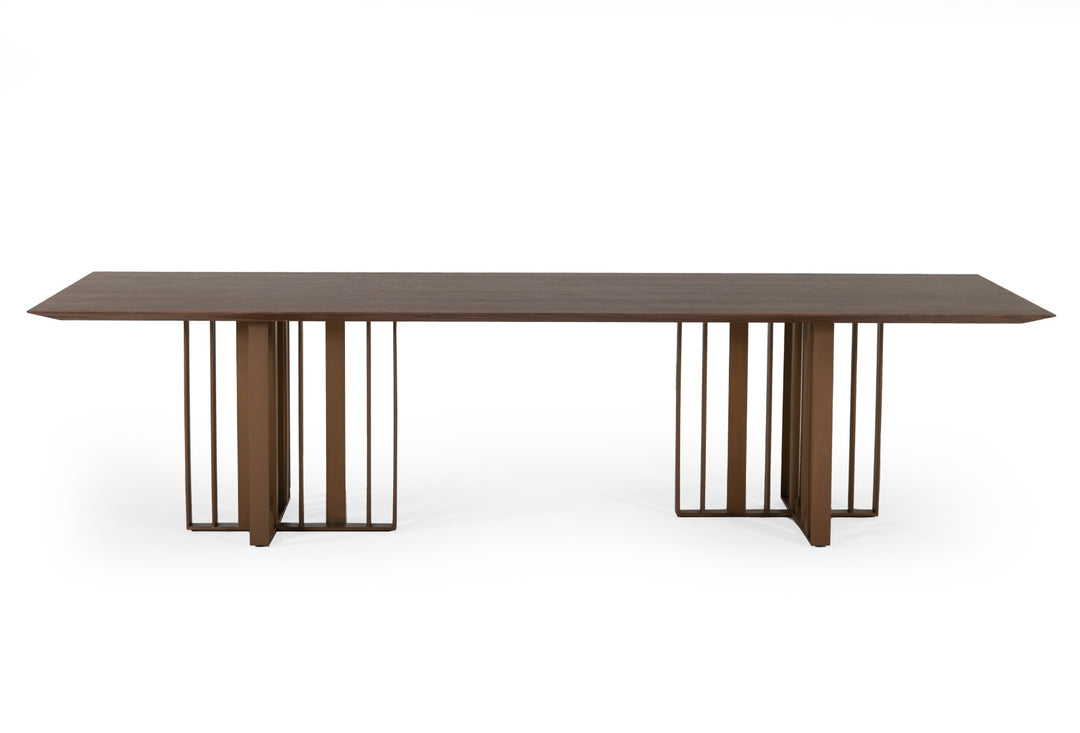Livia - Modern Wenge & Gold Stainless Steel Dining Table