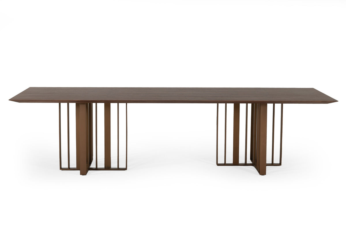 Livia - Modern Wenge & Gold Stainless Steel Dining Table - View 2