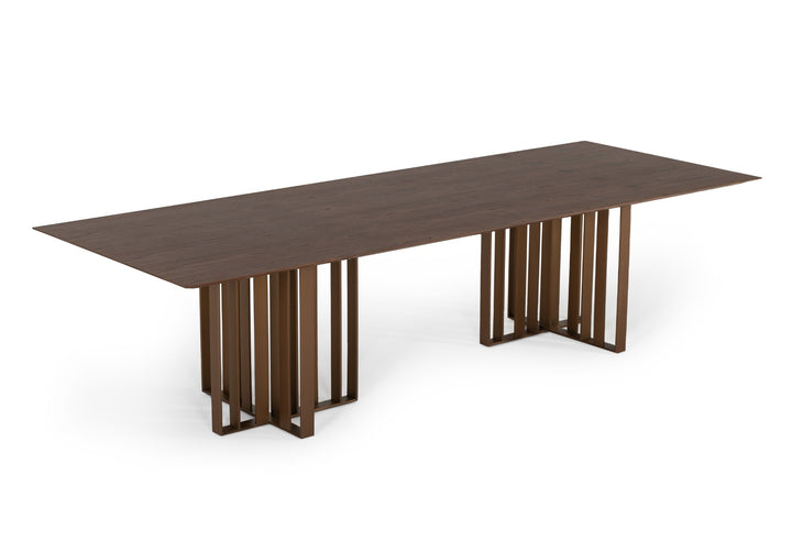 Livia - Modern Wenge  and  Gold Stainless Steel Dining Table