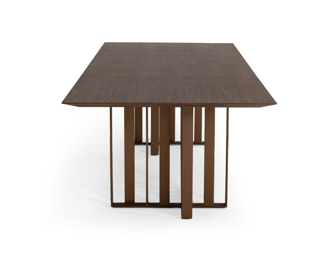 Livia - Modern Wenge & Gold Stainless Steel Dining Table