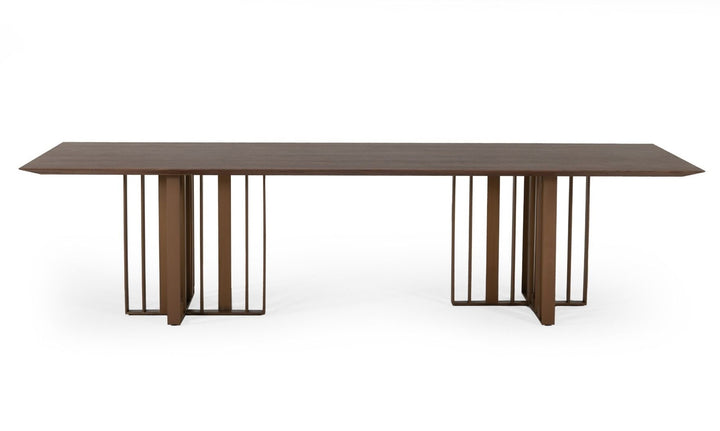 Livia - Modern Wenge  and  Gold Stainless Steel Dining Table