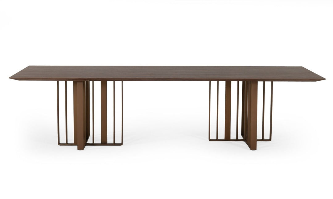 Livia - Modern Wenge & Gold Stainless Steel Dining Table