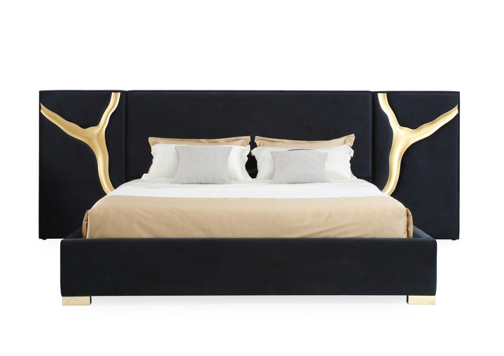 Aspen - Glam Black Velvet &amp; Gold Bed