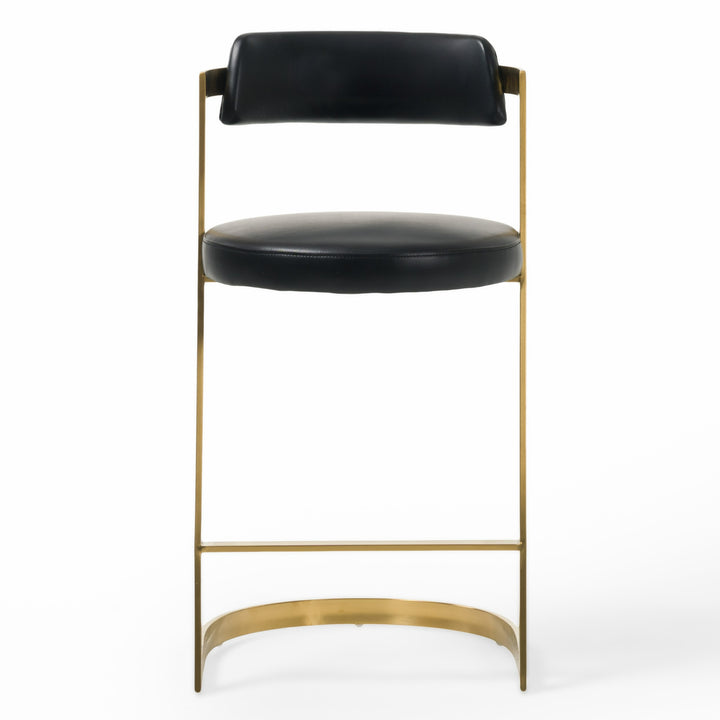Shandra  Black Leatherette + Gold Counter Stool
