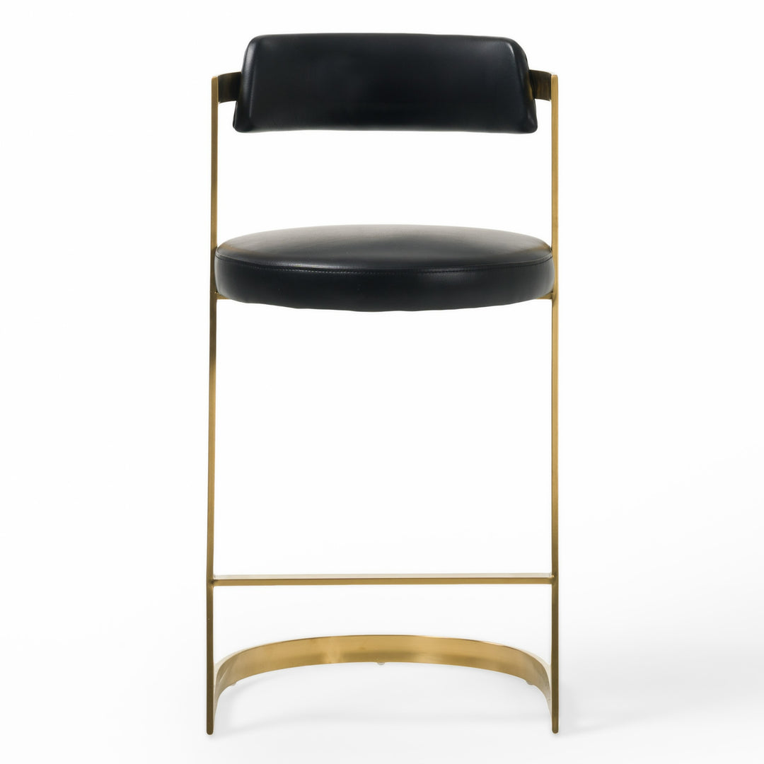 Shandra - Black Leatherette  Gold Counter Stool