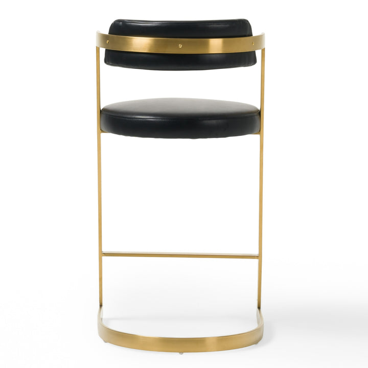 Shandra  Black Leatherette + Gold Counter Stool