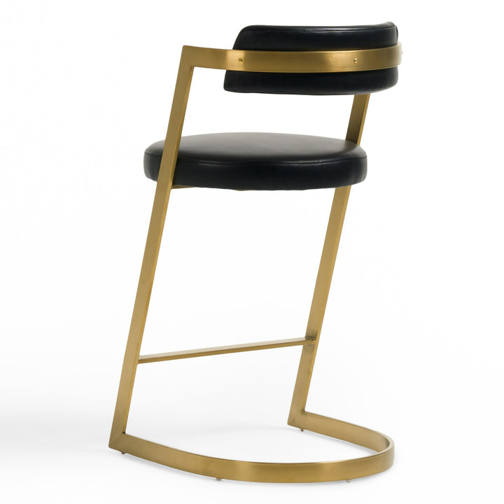 Shandra - Black Leatherette + Gold Counter Stool - View 5