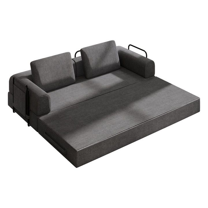 corduroy-convertible-sleeper-sofa-bed-with-pillow-dark-gray