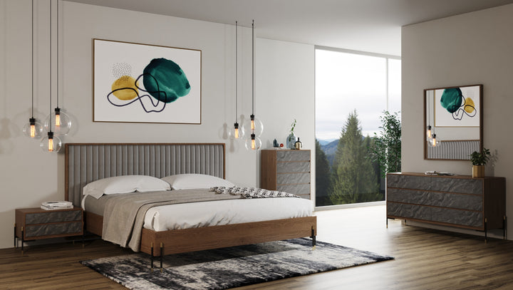 Metcalf - Mid-Century Walnut &amp; Grey Bedroom Set