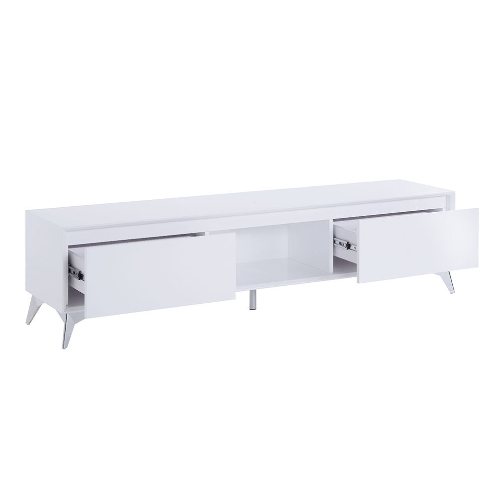 Raceloma - TV Stand - White & Chrome