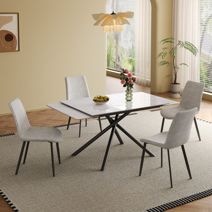 Modern 83" Extendable Sintered Stone Dining Table – Seats 6–8
