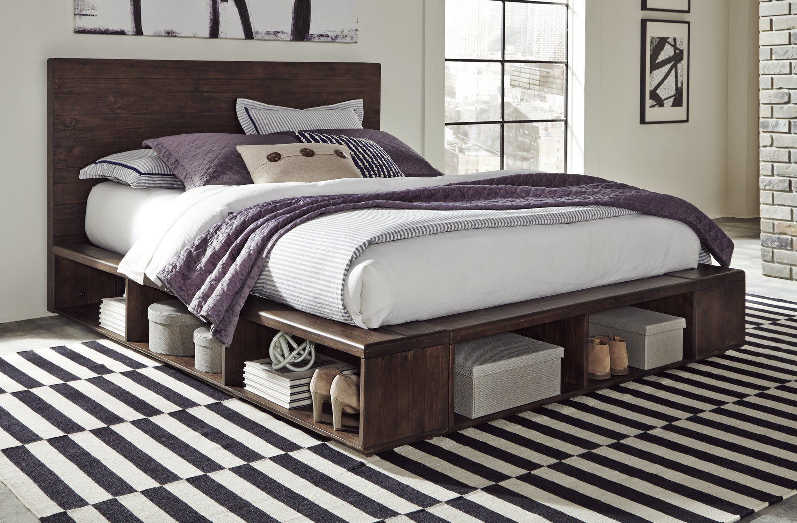 Modus Furniture Akk1F5 Mckinney Solid Wood Low Platform Storage Bed In Espresso Pine