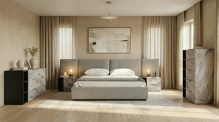 Maranello - Modern Grey Wash &amp; Faux Marble Dresser