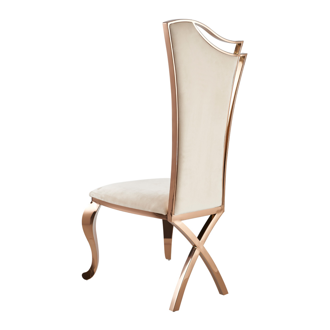 Bonnie - Beige Velvet & Rose Gold Dining Chair (Set of 2)