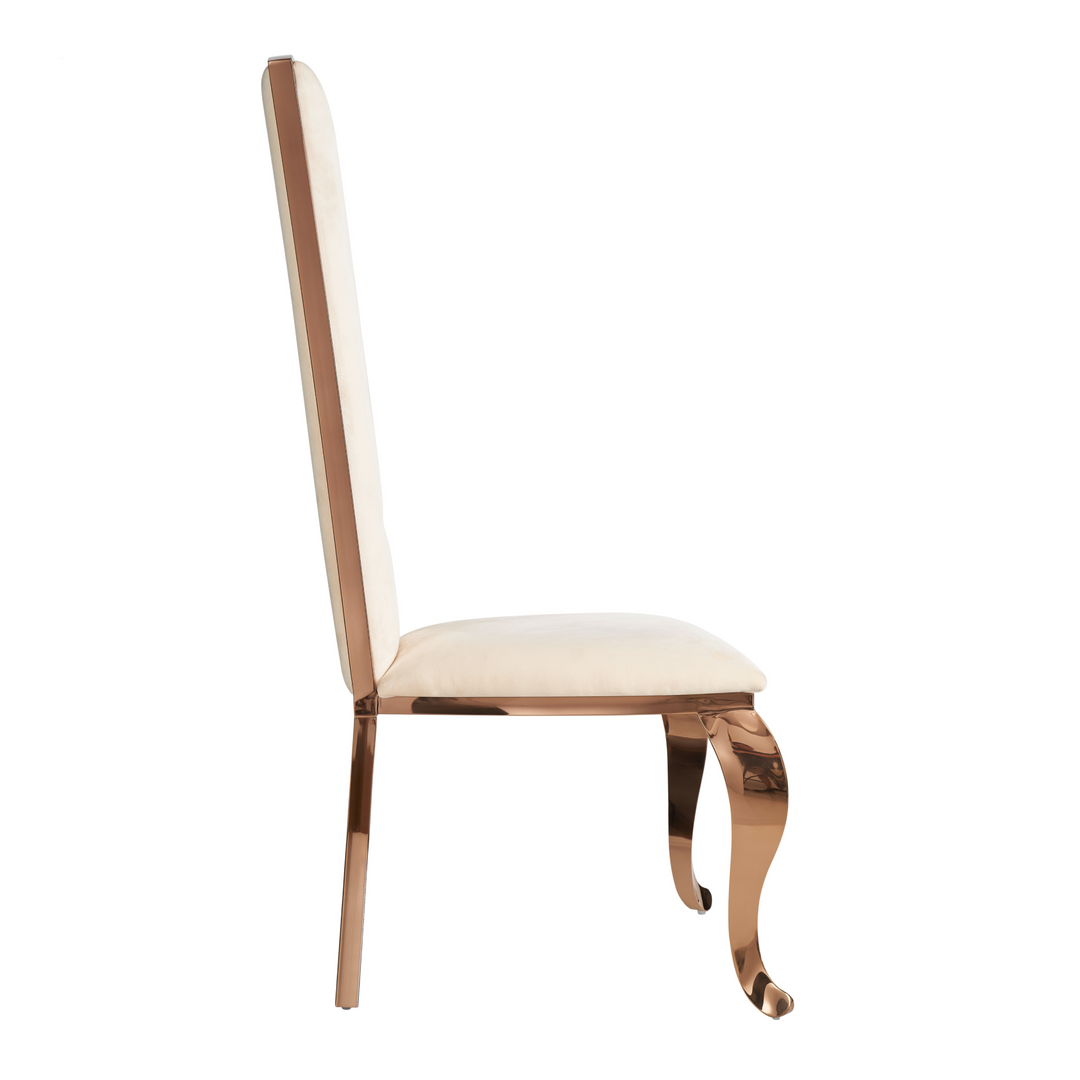 Bonnie - Beige Velvet & Rose Gold Dining Chair (Set of 2)