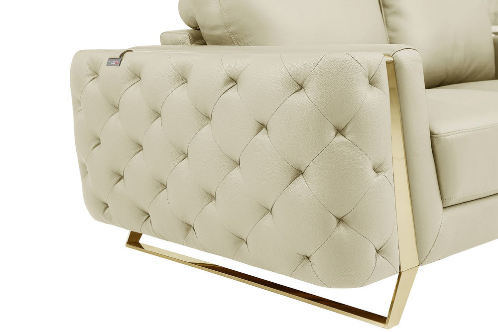 DivanItalia 1050 Loveseat in Top-Grain Italian Leather - Beige